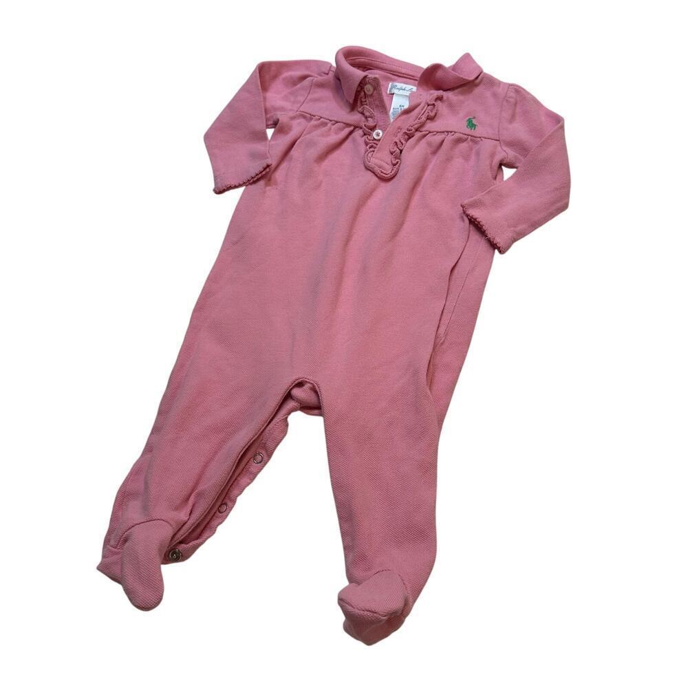 Ralph Lauren Pink Polo Romper sz 6 m Baby Girl Polo Romper